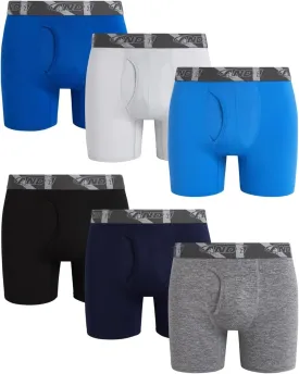 AND1 Mens Boxer Briefs - 6 Pack Stretch Performance Mens Underwear Boxers with Functional Fly Pouch (Sizes: S-3XL)