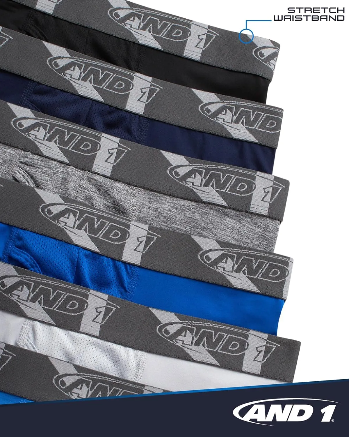 AND1 Mens Boxer Briefs - 6 Pack Stretch Performance Mens Underwear Boxers with Functional Fly Pouch (Sizes: S-3XL)