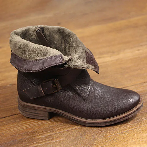 Autumn Winter Retro Buckle Motorcycle Boots