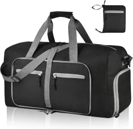 Dimayar 40L Travel Duffle Bag for Men Women - Foldable Duffel Bag with Shoes Compartment - Overnight Bags Waterproof & Tear Resistant(Black)