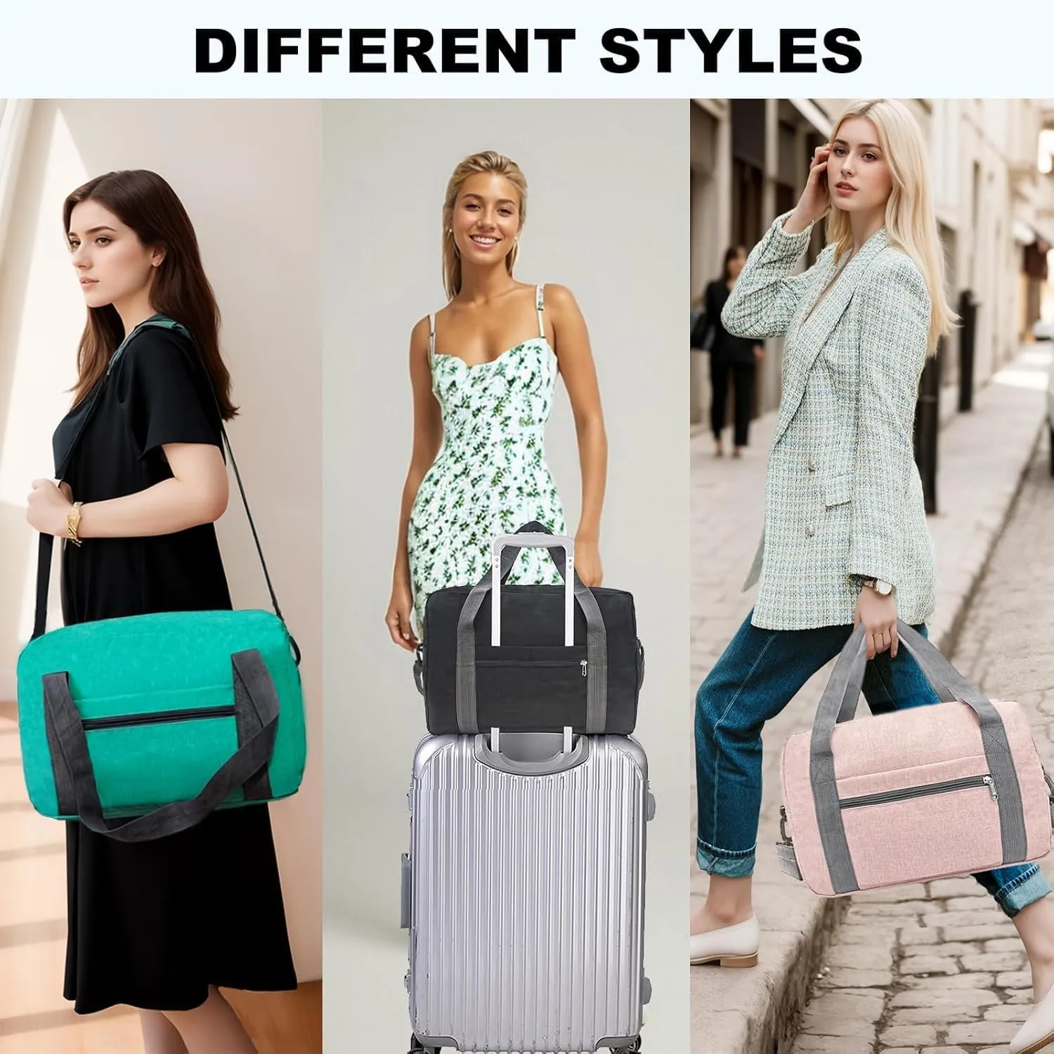 For Spirit Airlines Personal Item Bag 18x14x8 in Underseat Carry-on Luggage foldable Travel Duffle Bag for Airplanes(30L, Pink)