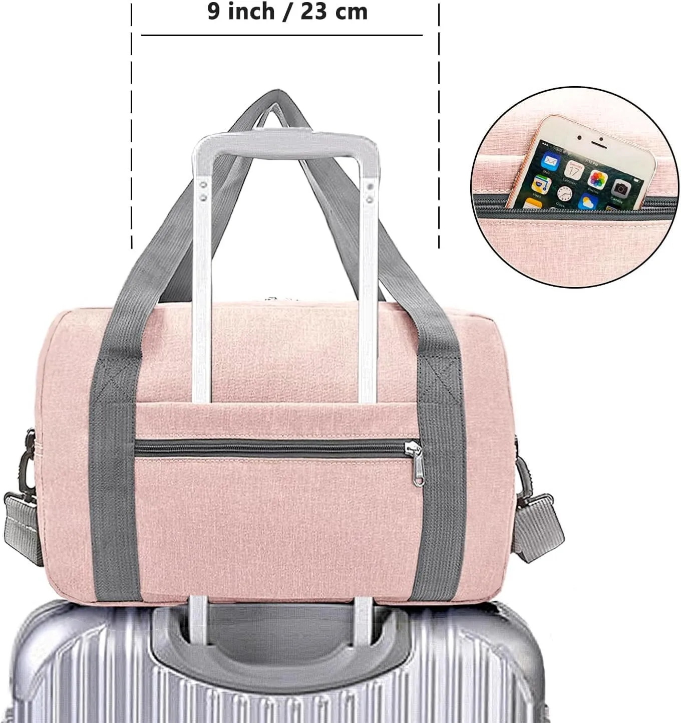 For Spirit Airlines Personal Item Bag 18x14x8 in Underseat Carry-on Luggage foldable Travel Duffle Bag for Airplanes(30L, Pink)