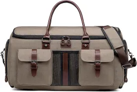 Garment Bag for Travel, Vessgra Carry on Convertible Garment Duffle Bags for Men Women with Shoe Compartment - 2 in 1 Hanging Suitcase Suit Travel Bags-Khaki