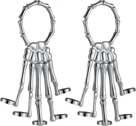 Hicarer 2 Pcs Skeleton Hand Bracelet with Finger Ring Metal Steampunk Skull Gothic Skull Bracelet Adjustable Skeleton Hand Jewelry Finger Wristband for Men Women Cosplay