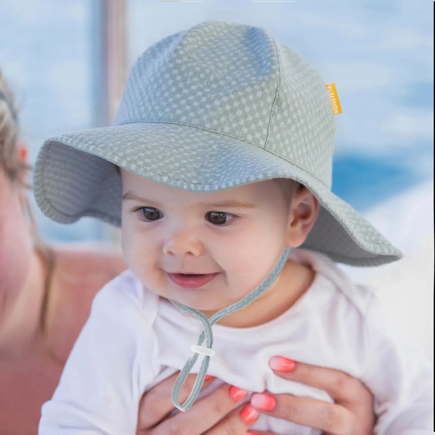 HONGTEYA Baby Sun Hat Toddler Girl Beach Hat Adjustable Outdoor Summer Hat UPF 50  Sun Protection Wide Brim Infant Kids