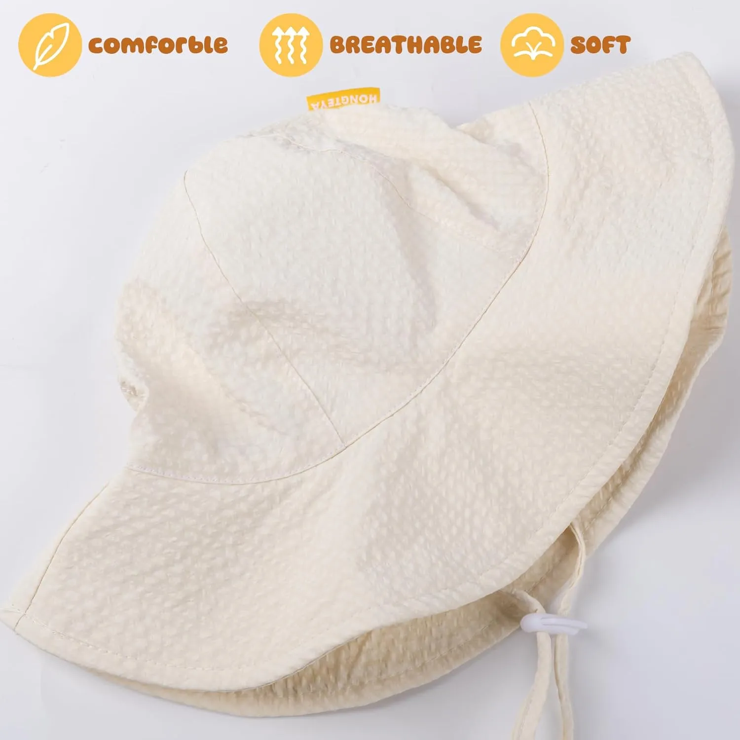 HONGTEYA Baby Sun Hat Toddler Girl Beach Hat Adjustable Outdoor Summer Hat UPF 50  Sun Protection Wide Brim Infant Kids