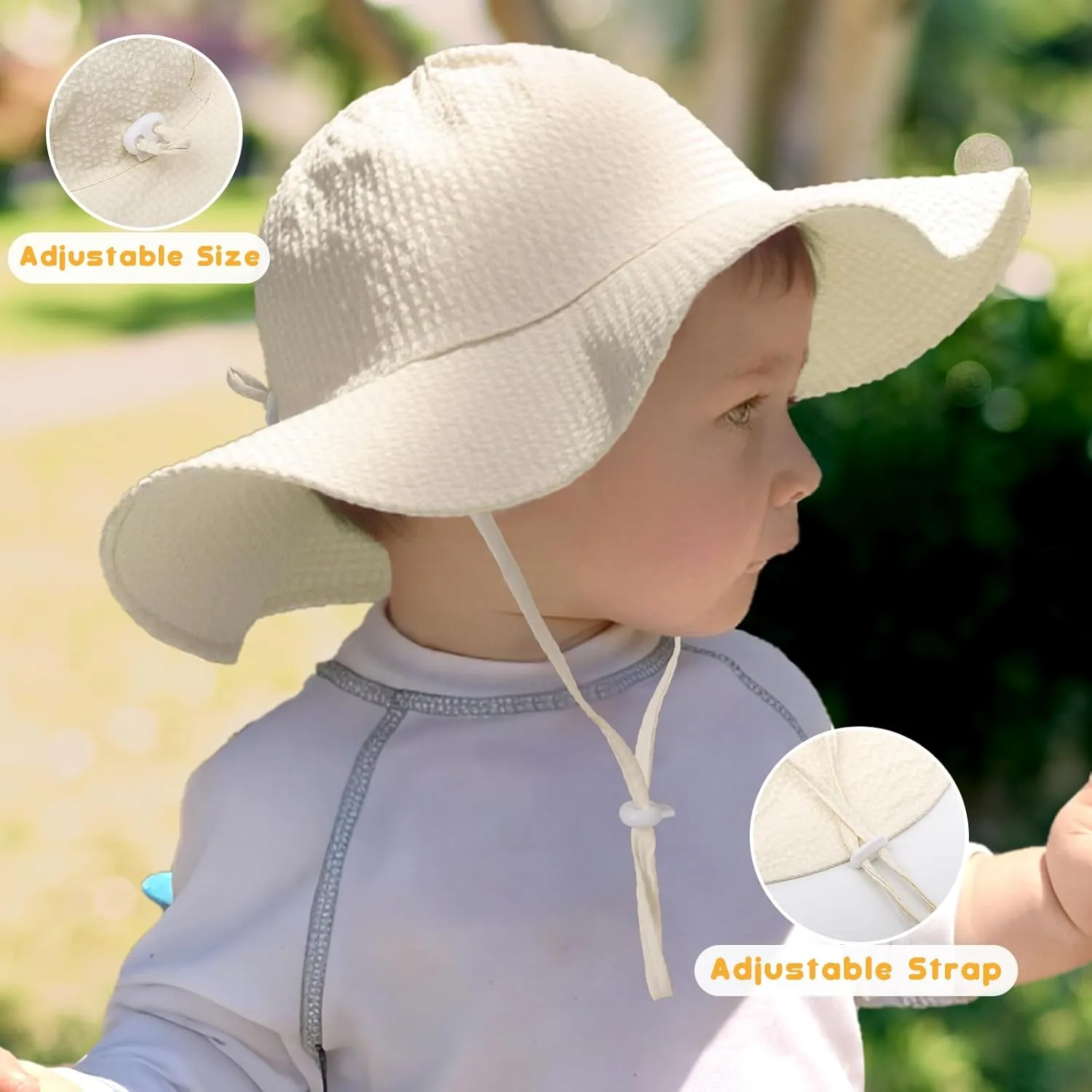 HONGTEYA Baby Sun Hat Toddler Girl Beach Hat Adjustable Outdoor Summer Hat UPF 50  Sun Protection Wide Brim Infant Kids
