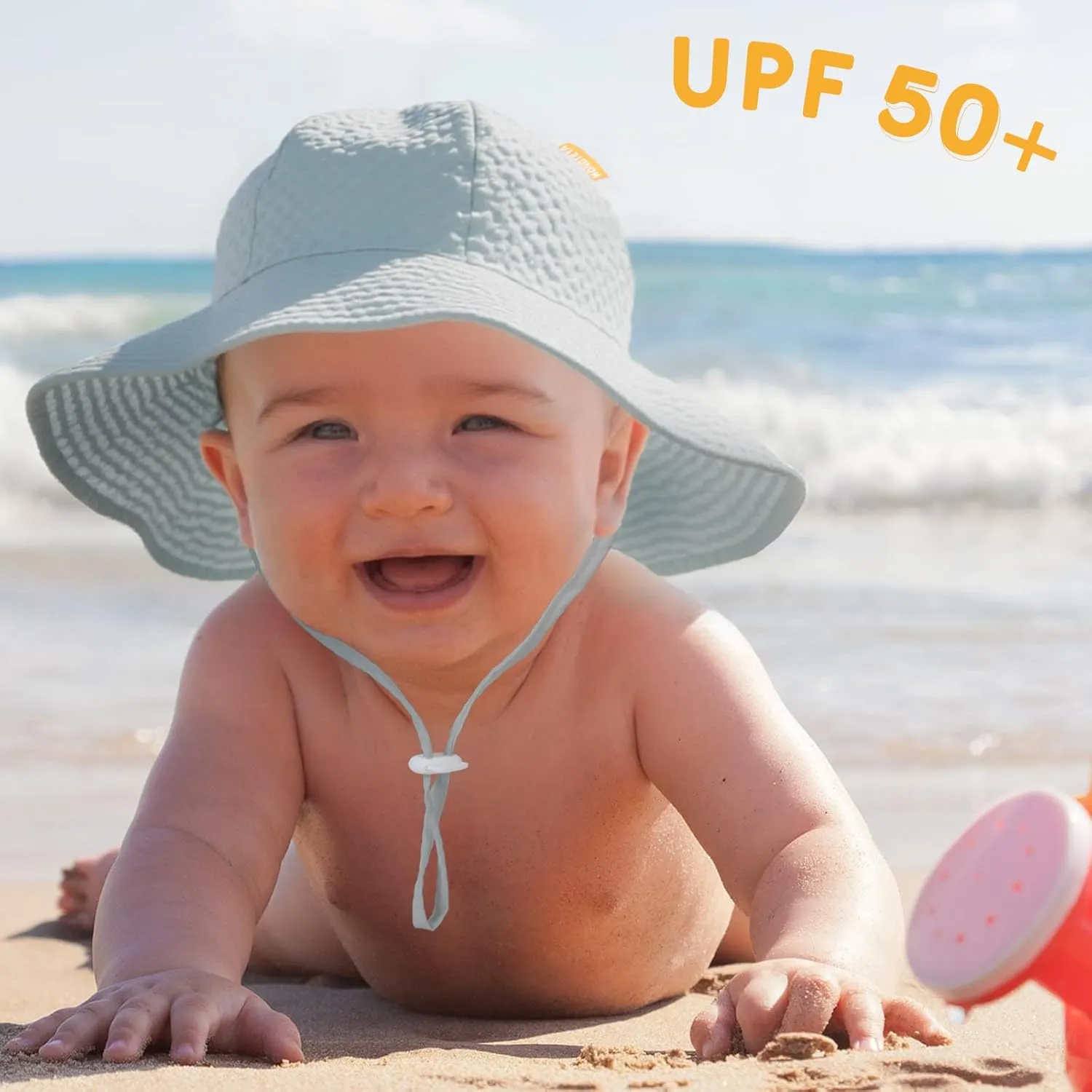 HONGTEYA Baby Sun Hat Toddler Girl Beach Hat Adjustable Outdoor Summer Hat UPF 50  Sun Protection Wide Brim Infant Kids