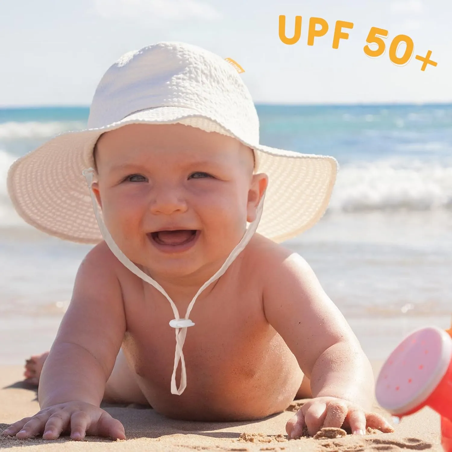 HONGTEYA Baby Sun Hat Toddler Girl Beach Hat Adjustable Outdoor Summer Hat UPF 50  Sun Protection Wide Brim Infant Kids