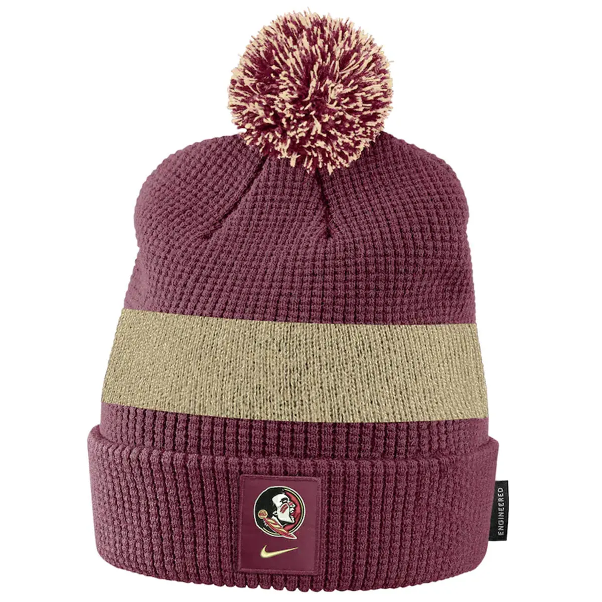 Nike Seminole Logo Woven Label Cuff Pom Beanie - Garnet/Gold
