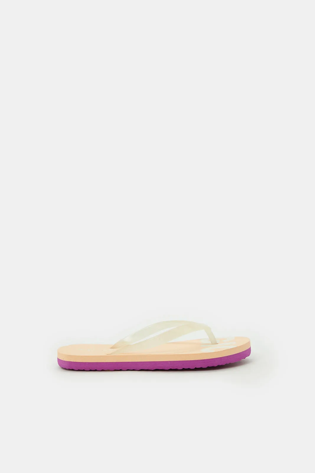 Senior Girls Beige Sun Light Printed Slide