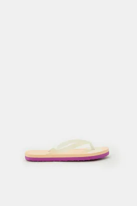 Senior Girls Beige Sun Light Printed Slide