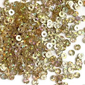 Sequins - Flat - Circle - 3mm - Pale Gold with Multi Lights (S256)