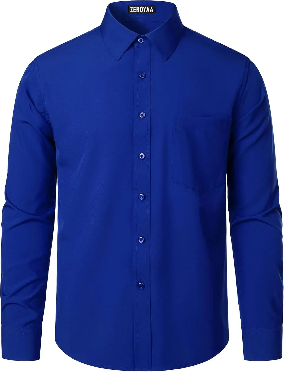 ZEROYAA Men's Regular Fit Dress Shirt Solid Wrinkle-Free Long Sleeve Casual Business Button Up Shirts with Pocket